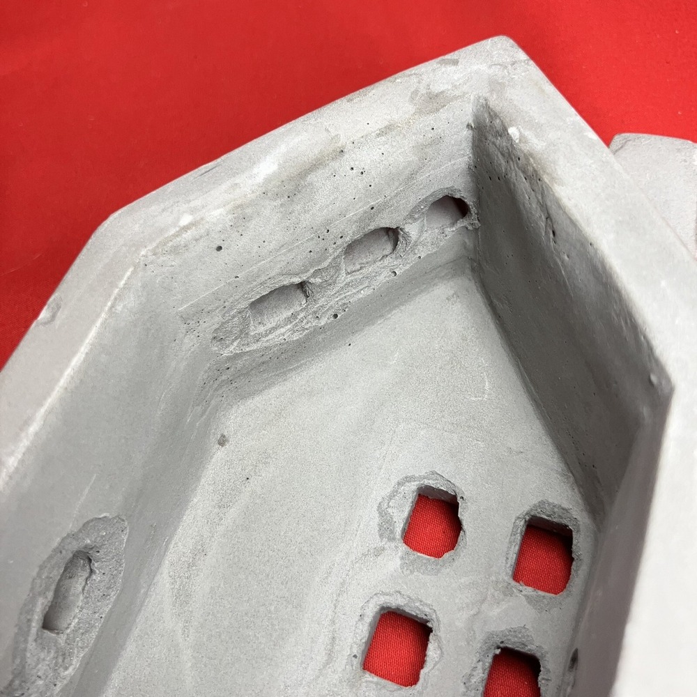 Medium 8" Tea Light Concrete Building / House Modern Cement Decorative /Flaws #2 - Picture 15 of 16